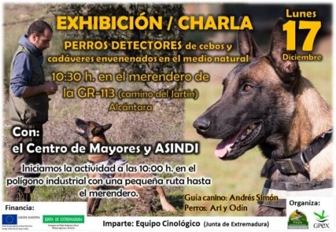 Charla/ Exhibición con perros detectores de  venenos en el medio ambiente.