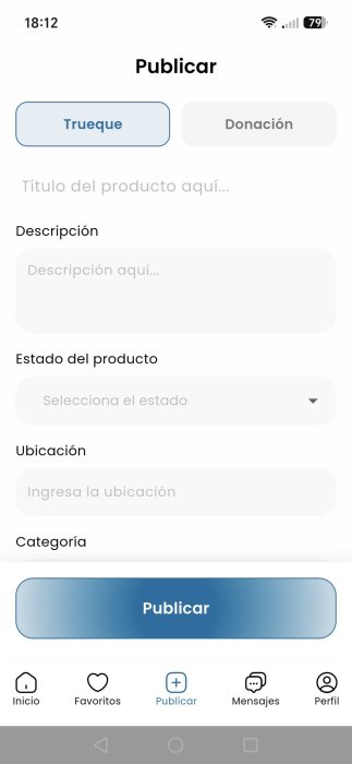 Aplicación para hacer trueques y donaciones 